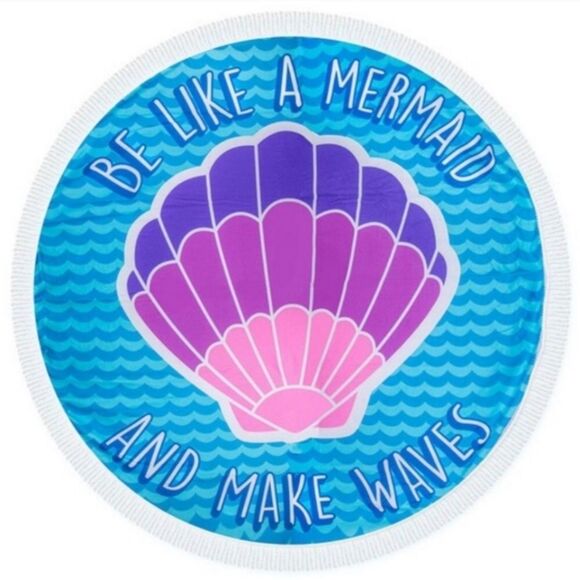 Other - New! Shell Round Microfiber Beach Towel With Fringe